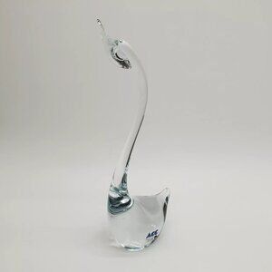 Vintage ACC CRYSTRAL HAND MADE Figurine Clear Swan Graceful  10" MADE IN TAIWAN